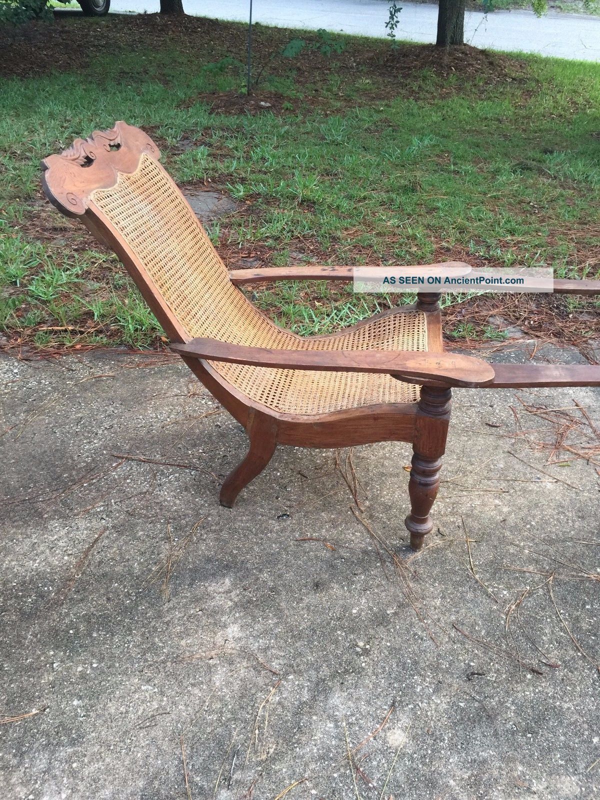 Rare Antique 19th Century Plantation Chair American ? Hand Carved Southern Oak 1800-1899 photo