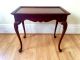 Solid Cherry Queen Anne Style 18 Century Tea Table Recessed Top Serving Shelves Post-1950 photo 1