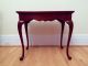Solid Cherry Queen Anne Style 18 Century Tea Table Recessed Top Serving Shelves Post-1950 photo 2