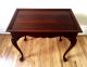 Solid Cherry Queen Anne Style 18 Century Tea Table Recessed Top Serving Shelves Post-1950 photo 3