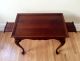 Solid Cherry Queen Anne Style 18 Century Tea Table Recessed Top Serving Shelves Post-1950 photo 4