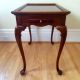Solid Cherry Queen Anne Style 18 Century Tea Table Recessed Top Serving Shelves Post-1950 photo 5