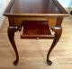 Solid Cherry Queen Anne Style 18 Century Tea Table Recessed Top Serving Shelves Post-1950 photo 6