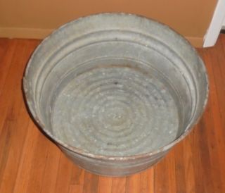 Vintage Large Galvanized Metal Round Wash Tub Weddings Beverage Holder Cooler photo