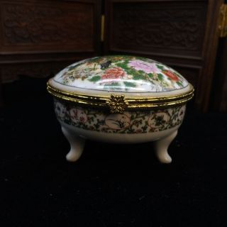 Chinese Ceramic Painting Peony Rouge Box By Hand photo