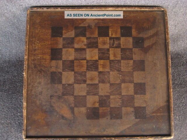 Primitive Antique Aafa Game Board Folk Art Paint Square Nails Checker Primitives photo
