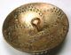 Lg Sz Antique Brass Dome Button W/ Cut Steel & Tint Flower Design - 1 & 1/2 