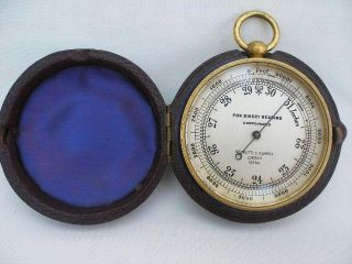 Fine Late 19th Century Negretti & Zambra Direct Read Pocket Barometer/altimeter. photo