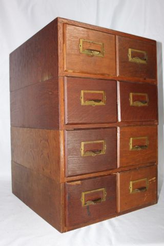 Antique 1900s Weis Library Bureau Card Index File 8 Drawer Cabinet Chest photo