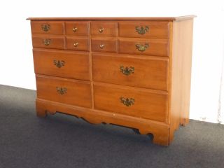 Vintage French Country Cottage Maple Double Dresser By Young Republic Brass photo