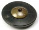 Lg Sz Antique Horn Button W/ Brass Woman 
