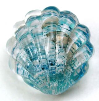Antique Glass Charmstring Button Paperweight Realistic Sea Shell - 9/16 