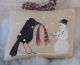 Primitive Folk Art Crow & Snowman Pillow Tuck Winter Friends Painted Wallhanging Primitives photo 3