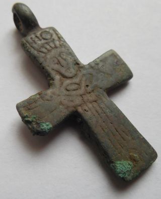 Viking Period Bronze Cross Psevdo Enkolpion 800 - 1200 Ad Vf, photo