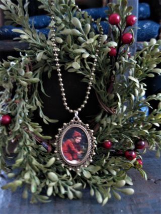Tiny Christmas Charm Ornament Old Postcard Print photo