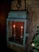 Primitive Metal Lantern,  Early Look Homestead Double Candle Light,  Hoosier Green Primitives photo 1