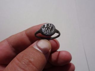 Late Roman - Byzantine Bronze Soldier ' S Seal Ring,  Displayed God Cupidon photo