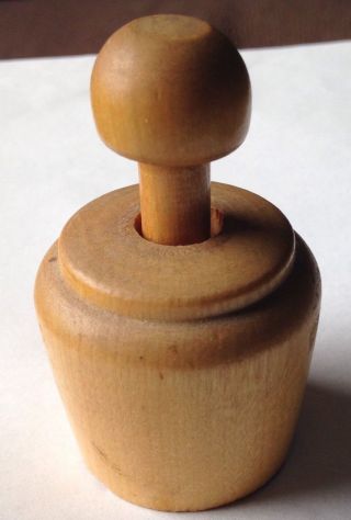 Vintage Wooden Small Miniature Butter Mold Pat Press Acorn Stamp Primitive Decor photo