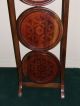Antique Folding 3 Tier Cake Pie Display Plant Stand Hand Carved Hardwood 1900-1950 photo 5