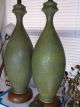 Pair Mid Century Modern Olive Green Lava Glaze Table Lamps. Mid-Century Modernism photo 11