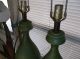 Pair Mid Century Modern Olive Green Lava Glaze Table Lamps. Mid-Century Modernism photo 4