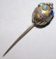 Antique Turkoman Pin.  850 Near Sterling Silver Brooch Jewels Bead Goldwash Old Near Eastern photo 3
