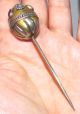 Antique Turkoman Pin.  850 Near Sterling Silver Brooch Jewels Bead Goldwash Old Near Eastern photo 5