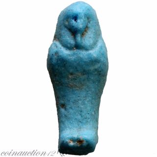 Very Rare Ptolemaic Period Egyptian Faience Blue Glaze Shabti Ushabti Circa 300 - photo