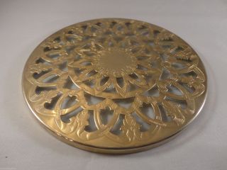 Silver Plated Glass Trivet Round Vintage 1920s photo