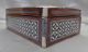 Gorgeous Antique Wooden Box W.  Ornate Mother Of Pearl Inlaid Geometric Designs Boxes photo 4