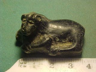 Bactrian Amulet Of Black Steatite Circa 300 - 100 Bc (lion) photo