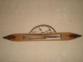 France Antique Rare Weaving Loom Shuttle Marked Gontier Lyon Wood Brass Iron photo