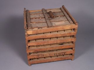 Antique Humpty Dumpty Wooden Chicken Egg Crate With Inserts photo