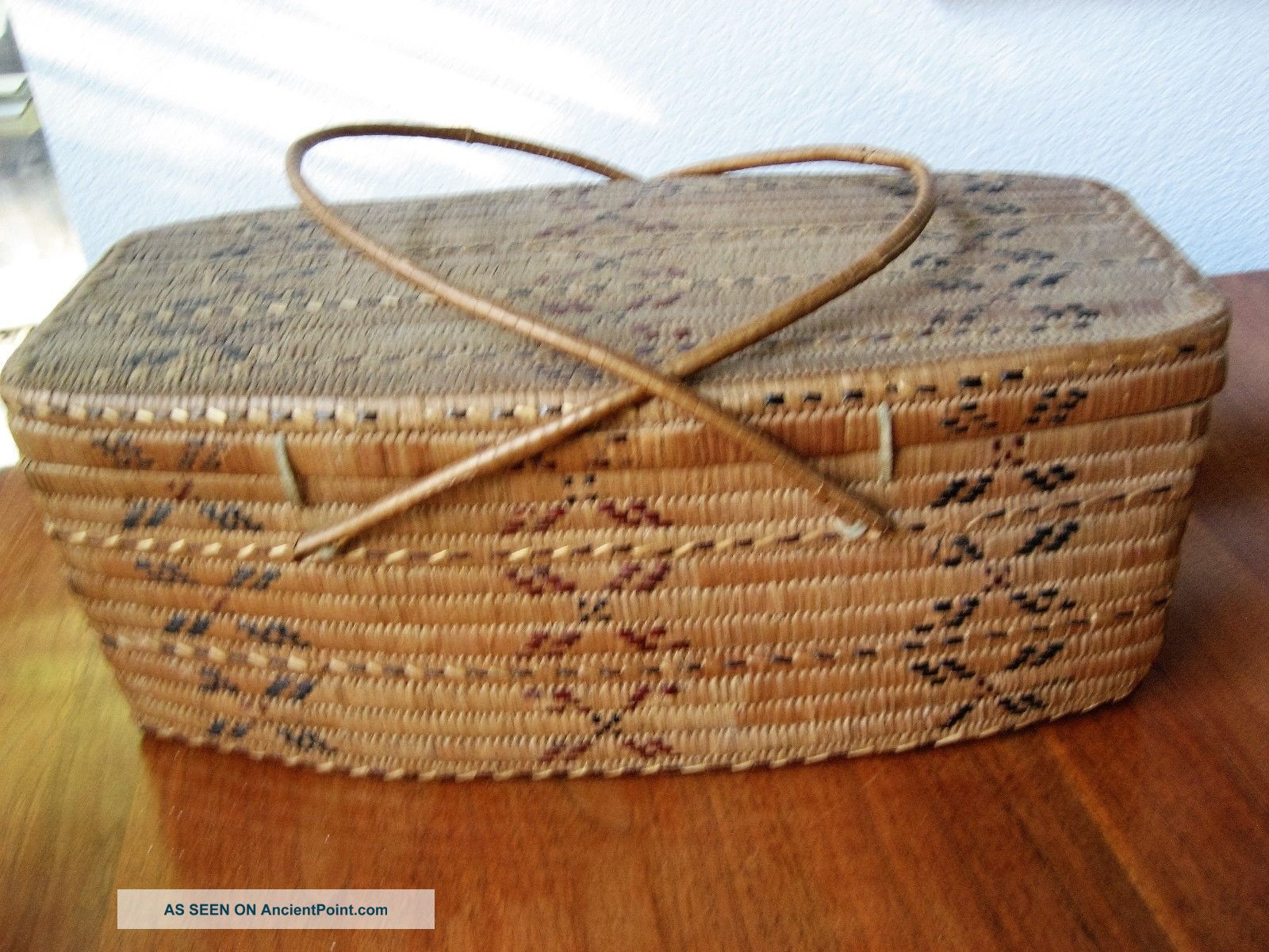 L Native American Canada First People Salish North Coast Basket Lid Imbricated Native American photo