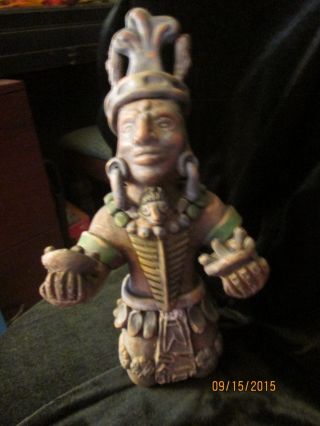 Pre - Columbian Pottery Mayan Aztec God Warrior photo
