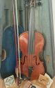 Old Antique Full Size? Violin & Bow In A Coffin Case String photo 1
