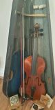 Old Antique Full Size? Violin & Bow In A Coffin Case String photo 2