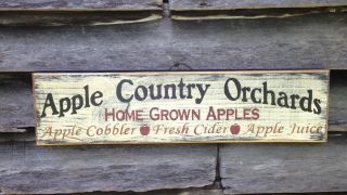 Handmade Wood Apple Country Orchard Primitive Rustic Country Home Decor photo
