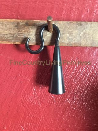 Primitive Colonial Black Iron Candle Snuffer With Hook photo