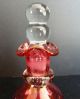 Blown Glass Perfume Bottle Cranberry Crackle Opalescent Finish W/ Clear Stopper Perfume Bottles photo 4