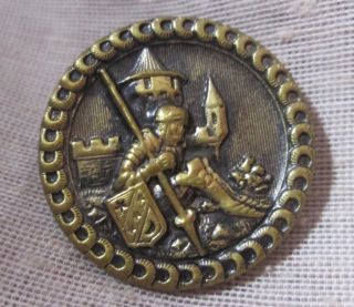 Lg Antique Brass Metal Figural Button Of Sir Launfali S Dream Bbb photo