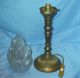 Vintage Solid Brass Lamp With Flame Shade 20th Century photo 1