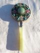 Vintage Chinese Jade Turquoise Enamel Hand Mirror Detail Other Chinese Antiques photo 4