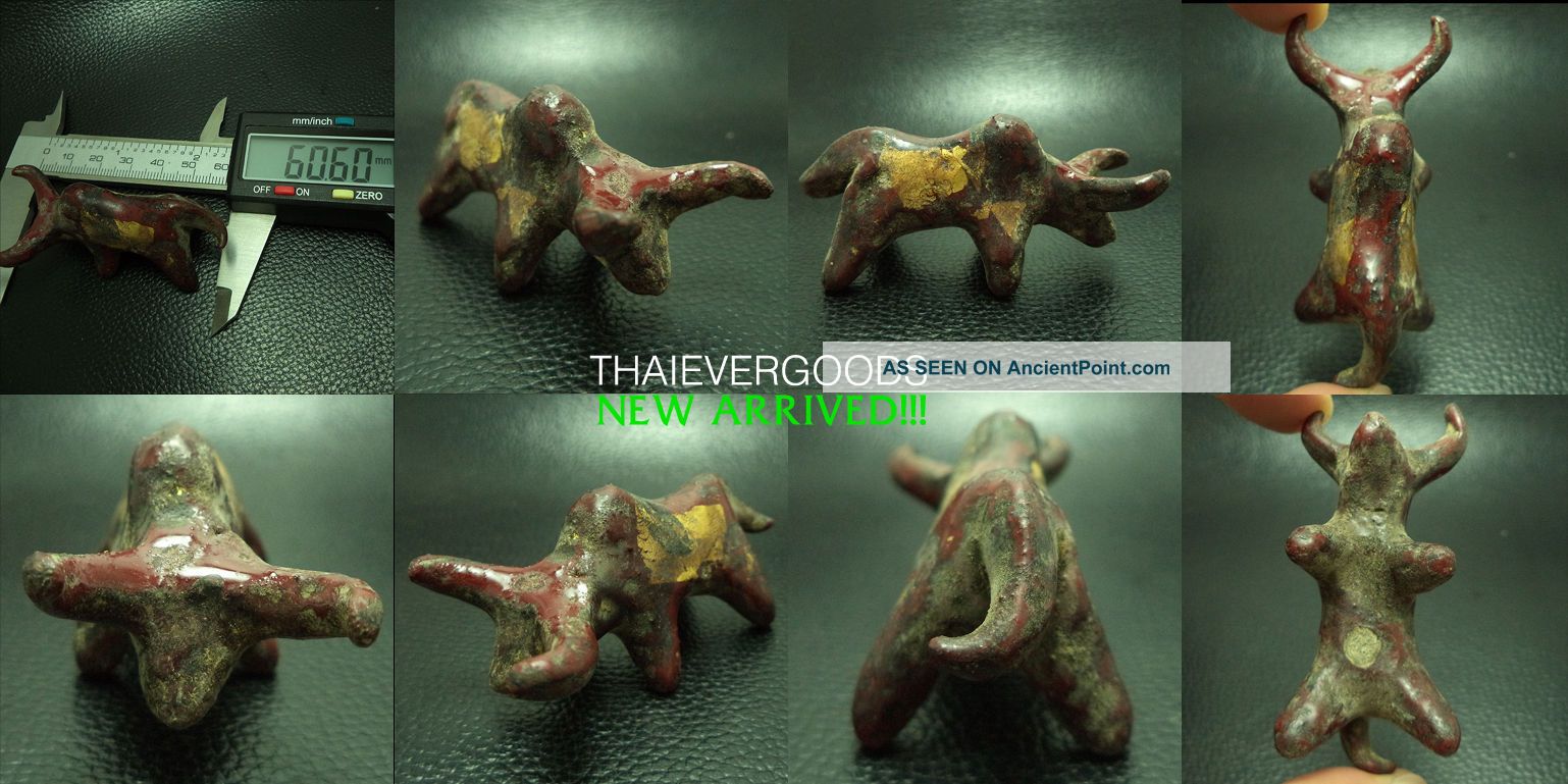 Red Whua Tanu Clay 7 Graveyard Statue Lp Noy Thai Amulet Protect Home Amulets photo