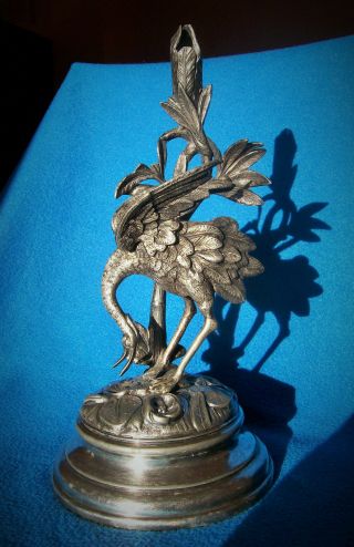 Antique Silver Plated Centrepiece By James Dixon Bird 19thc Emu - Heron - Egret? Gc photo