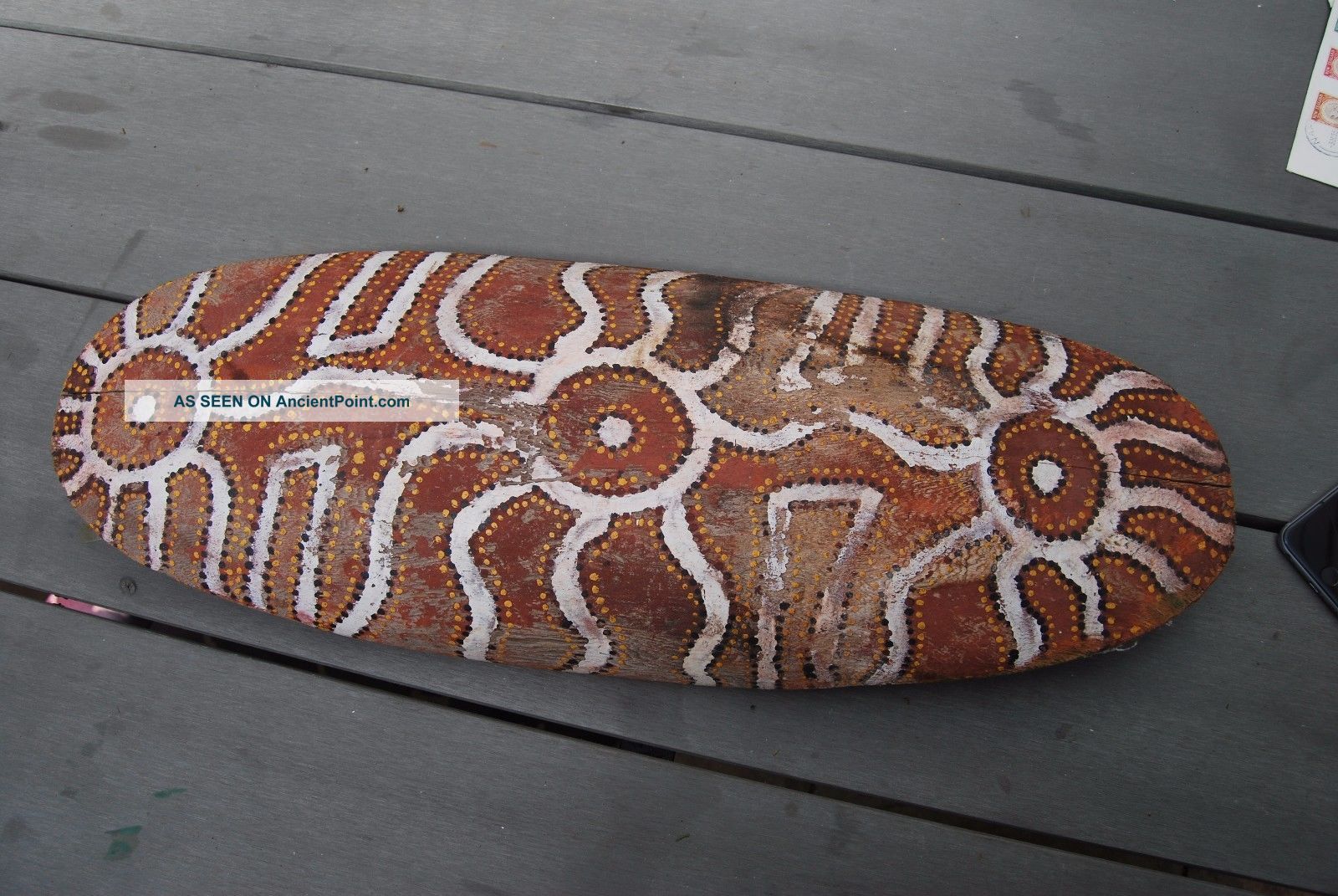 Western Desert Aboriginal Shield With Painted Decoration Papunya Old Pacific Islands & Oceania photo
