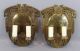Pr Large Antique German Secessionist Hammered Figural Brass Candle Wall Sconces Aesthetic Movement photo 1