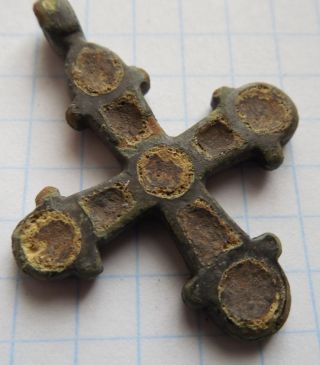Viking Period Bronze Thick Cross In Enamels 900 - 1300 Ad Vf, photo