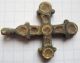 Viking Period Bronze Thick Cross In Enamels 900 - 1300 Ad Vf, Viking photo 1