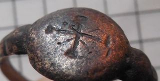 Ring Medieval With A Cross On The Brush Vf, photo